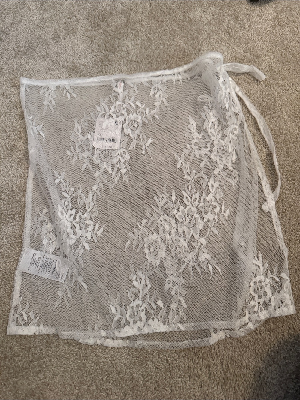 Free People White Lace Mesh Swim Coverup Wrap